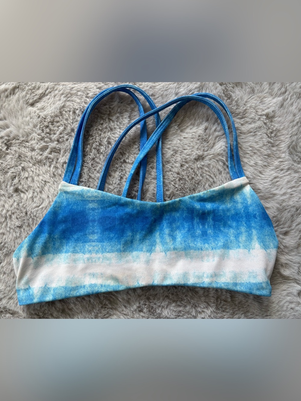 Jolyn Fendrick Blue & White Tie-Dye Bikini Top